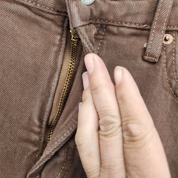 Old Navy Jeans Womens 6 Brown Stretch Denim Sky Hi Wide Leg *GUC* - Picture 2 of 13